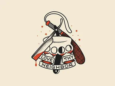 Love Thy Neighbor dots flash line razor sailor jerry tattoo texture