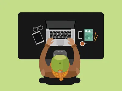 Starter developer flat font end illustration