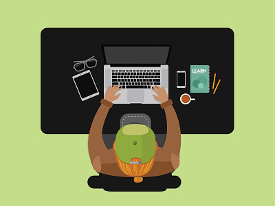 Starter developer flat font end illustration