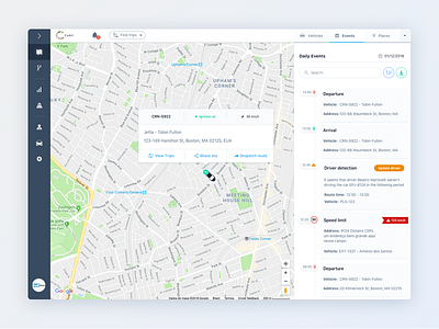 Fleet Management System dashboard layout location map ui vehicles web