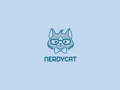 Nerdycat animal brand branding cat geek logo nerd nerdycat outline