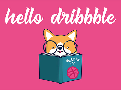 Hello dribbble! corgi debut reading