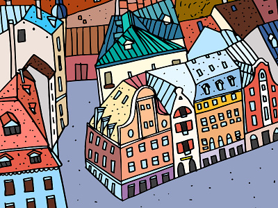 Latvia architecture building europe european hand drawn illustration latvia street windows