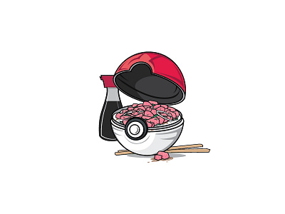 Poké bowl ahi design fish food hawaii illustration poke pokeball pokebowl pokemon raw vector