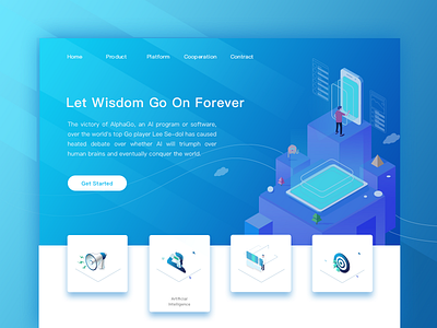 Landing Page card gradient homepage illustration isometric landingpage web