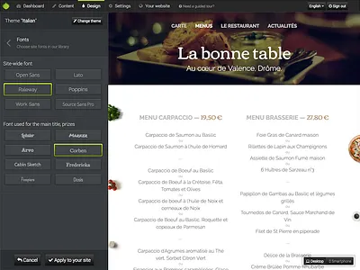 Aux Petits Oignons - Theme editor cms restaurant ui