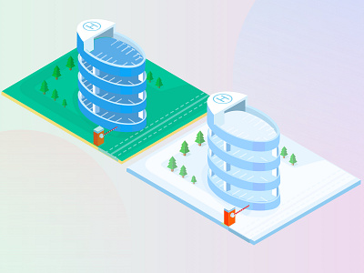 Multilevel Multilevel Parking with Helipad darker helipad illustration lighter mac multilevel parking sketch sketchapp ui