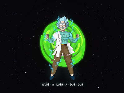 Rick Sanchez Super Saiyan Blue art cartoon character creative design dragon ball z goku graphic illustration illustrator rick and morty vector