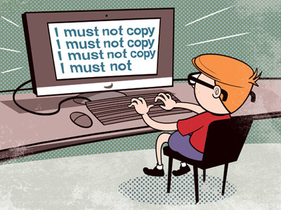 How To Stop Plagiarism cartoon computer copying editorial illustration plagiarism retro science