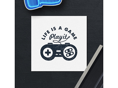 Life is a game. Play it! badge design game grunge gym logo play typography vintage wanderlust