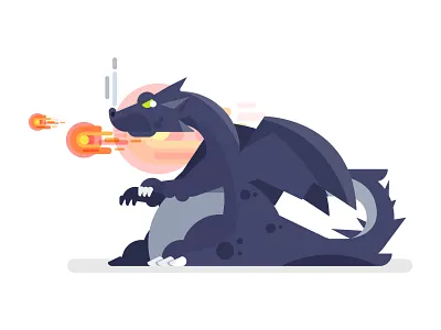 Dragón adobe animation character design dragon fire illustrating illustrator medieval