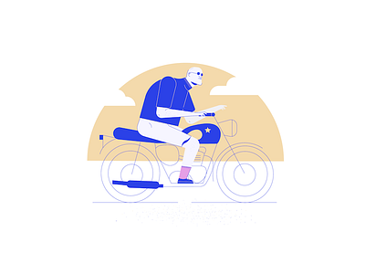 on the road bike character guy moto motobike riding stroke summer