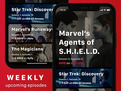 Weekly - Upcoming Episodes app apple concept design entertainment ios ios11 iphonex television trakt.tv tv tvshow