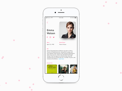 Daily UI Challenge: Day 13 - Celebrity Profile android celebrity profile daily ui challenge emma watson imdb ios ui user experience design user interface design ux