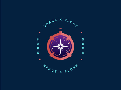 space x plore badge compass explore galaxy icon space stars