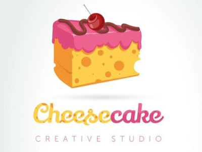 Cheesecake logo type cake cheese logo pink tasty