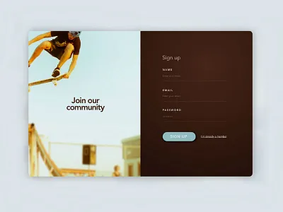 Sign Up screen entry form login sign up