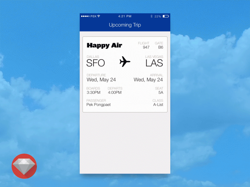 Solving Overbooked Flights on Airlines airline animation app demo flinto gif mobile principal ui
