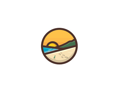 Beach beach design graphic icon illustration mountain ocean paradise sand sunset surf vector