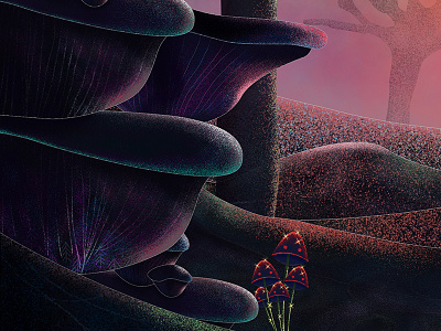 Chasing unicorn digitalpainting dreams glow illustration mushrooms