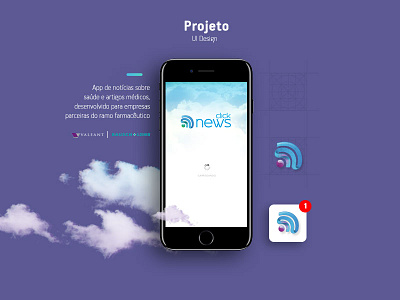 Click News app cloud design feed health medicine news pharmaceutical purple ui ux