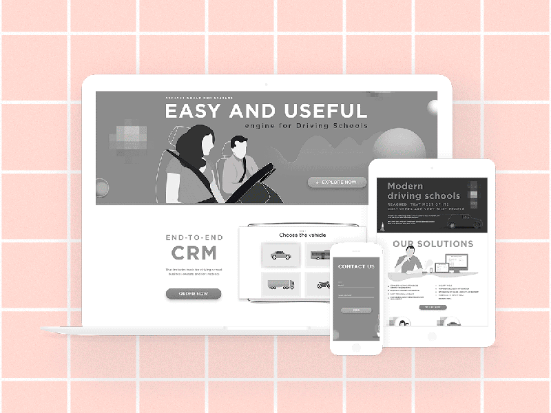 Engine for Driving Schools crm illustrations landing ui violet webdesign website