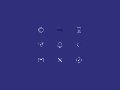 Icons set alert back check close delete envelope icons menu send settings