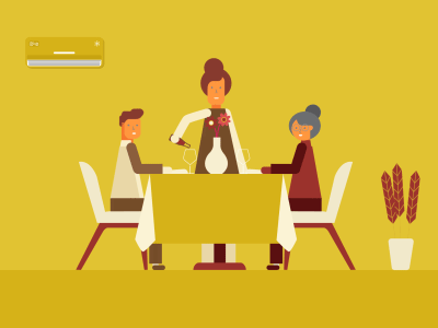 dinner time animation design dinner family flat gif motion