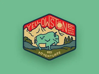 REI Adventures Patch — Yellowstone National Park adventure apparel color design illustration logo national park patch rei retro yellowstone