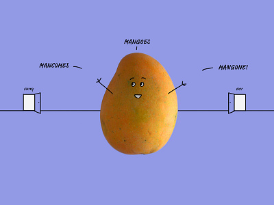 Editorial graphic: dealing with clients 08 blog graphic characters cute editorial expression fruit funny mango puns stick art stick figures