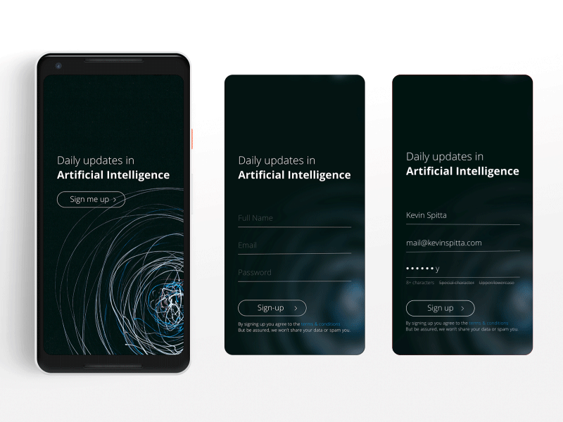 Simple Newsletter Sign Up ai animation dailyui exercise google newsletter pixel principle sign up sketch ui ux