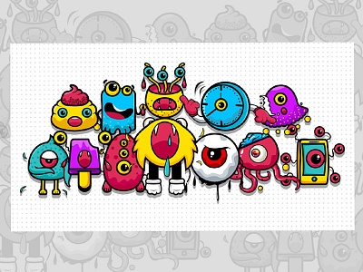 Little monster flat illustration ui