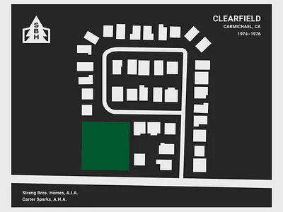 Clearfield minimalist neighborhood map - Streng Bros. Homes adobe illustrator architecture black and white icon design logo logo design map map design mcm mid century modern minimalist monochrome vector vector art vector illustration