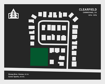 Clearfield minimalist neighborhood map - Streng Bros. Homes adobe illustrator architecture black and white icon design logo logo design map map design mcm mid century modern minimalist monochrome vector vector art vector illustration