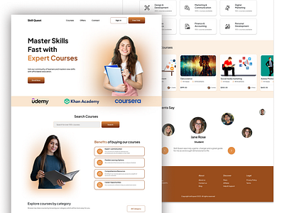 Skill Quest education website figma landing page ui uiux