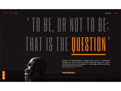 #1: Hamlet fonts google fonts landing page skull typography ui uiux user interface ux web design website