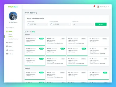RoomBase app billing dashboard manager property rent room status tenant utilities