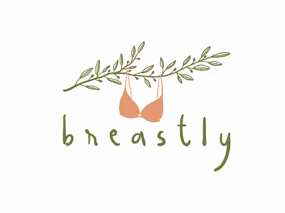 Breastly logo bra breast delicate feminine green health logo olive