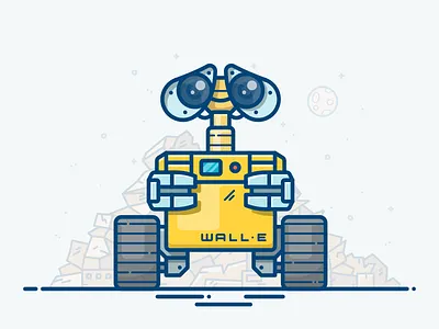 WALL-E character eve icon illustration machine mech moon movie planet robot space wall e