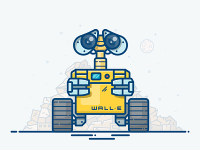 WALL-E character eve icon illustration machine mech moon movie planet robot space wall e