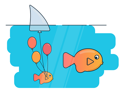 Sharky balloon 2d balloon fish flat illustration ocean play sea shark swim