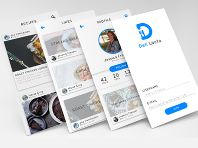 Deli Lacto Cooking App app branding cooking design lactose mobile typografie ui ux