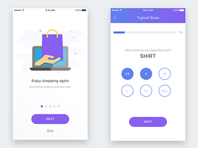 Onboarding Screens app design flat gradient ios modern onboarding progress reduced steps ui white