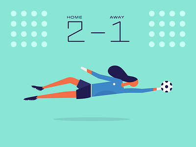 Winner winner, chicken dinner away ball block dive girl hair home illo illustration save soccer uniform