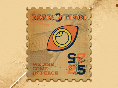 Martians! illustration mars share sky space spaceship stamp travel universe