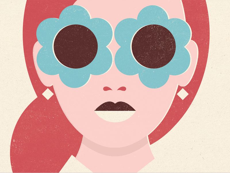 20/20 (1960s) - GIF version 1960s animation flowers gif glasses illustration portrait retro woman