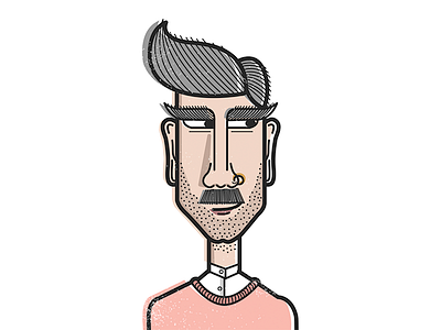 Rafe beard character character illustration doodle hipster illustrator moustache pink