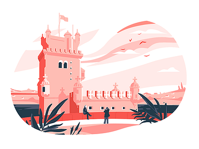 Cities: Torre de Belém cities flatstudio illustrations lisboa lisbon torre de belém