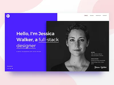 Personal Resume page blue clean cv landing page minimal modern personal resume ui ux web design