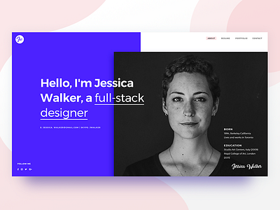 Personal Resume page blue clean cv landing page minimal modern personal resume ui ux web design